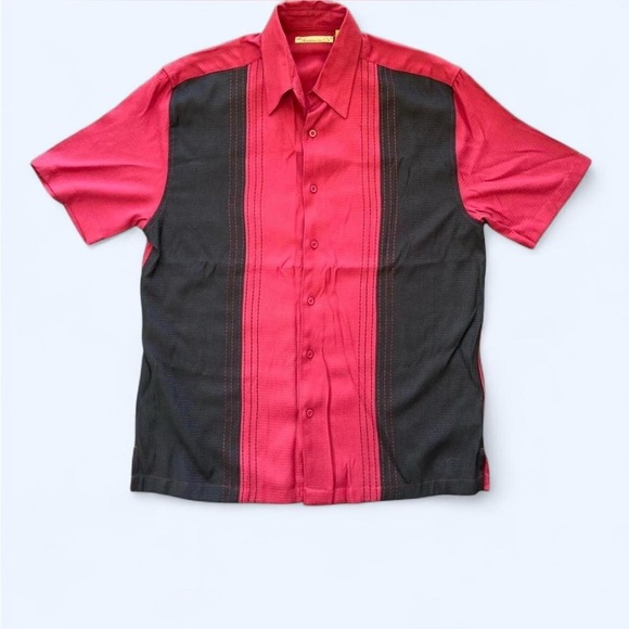 Black & Red Havanera Co Relaxed/Bowling/Cuban Button up - Picture 1 of 6